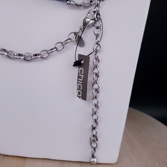 NWT Chicos Multi Media Silver Tone Beaded Charm Necklace - Picture 6 of 6